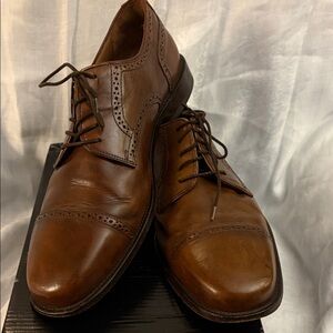 BOSTONIAN Classic Men's Brown Leather Cap-Toe Dress Shoes      11 WIDE EXC COND.